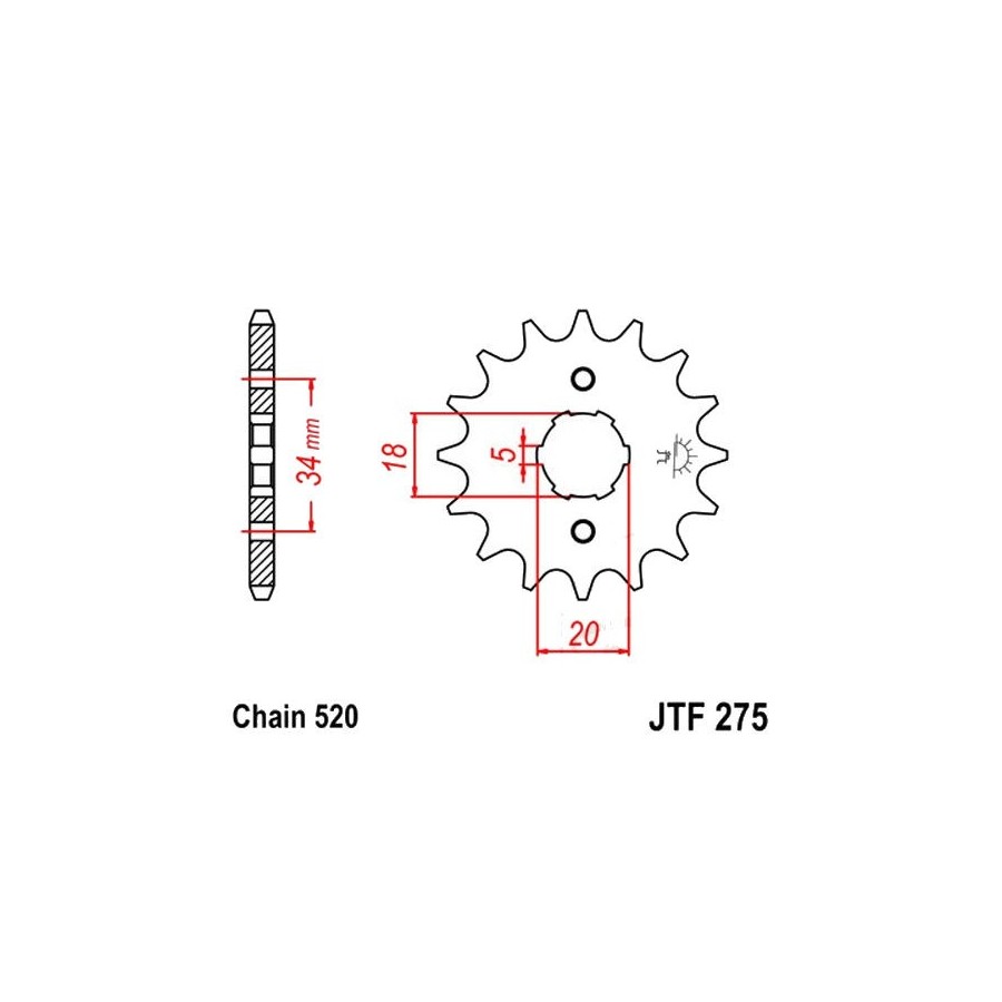 Transmission - Pignon sortie boite - 15 dents - JTF 275 - Chaine 620