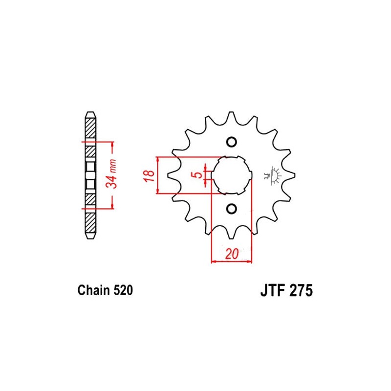 Transmission - Pignon sortie boite - 15 dents - JTF 275 - Chaine 620