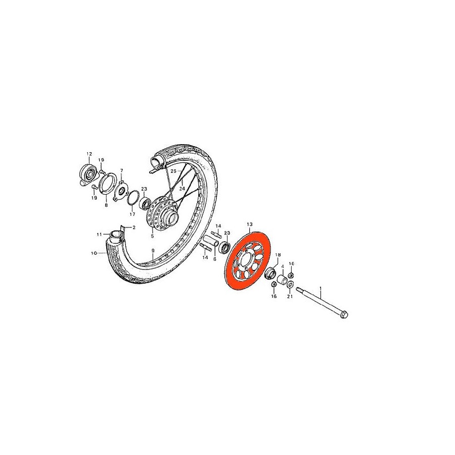 Frein - Disque - ø 180 mm - CB125 T - Jante rayon - 4 trous - 1977-1979 Frein - Disque - ø 180 mm - CB125 T - Jante rayon - 4 trous - 1977-1979