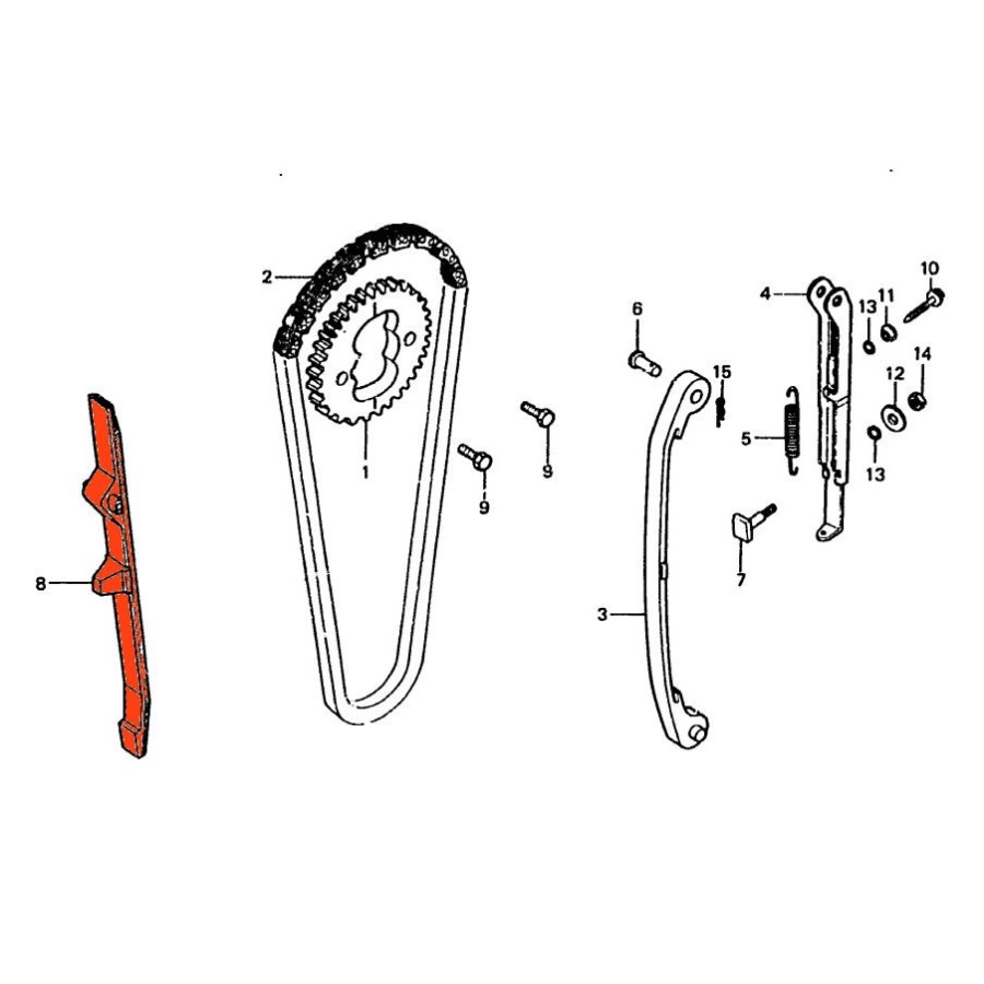 Distribution - Patin - Guide de chaine - CB250 N/T Distribution - Patin - Guide de chaine - CB250 N/T
