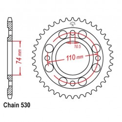 Transmission - Couronne - 33 dents - Chaine 530