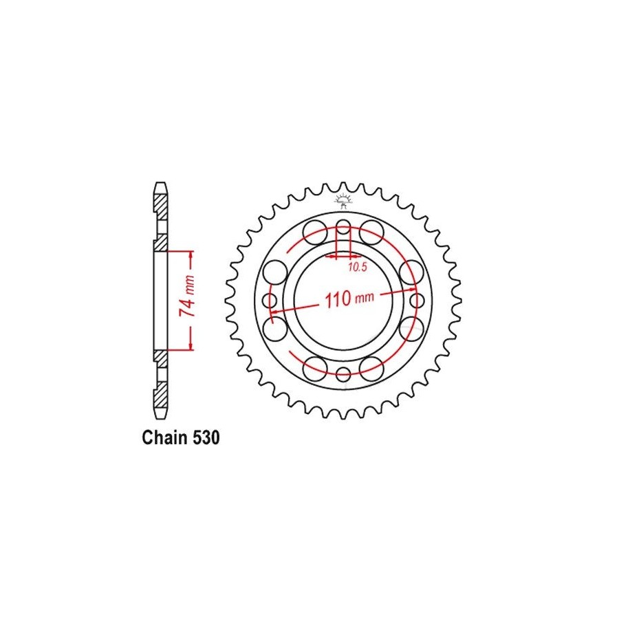 Service Moto Pieces|Transmission - Couronne - JTR 278 - 530/38 dents - avec saignée|Chaine 530|34,62 €