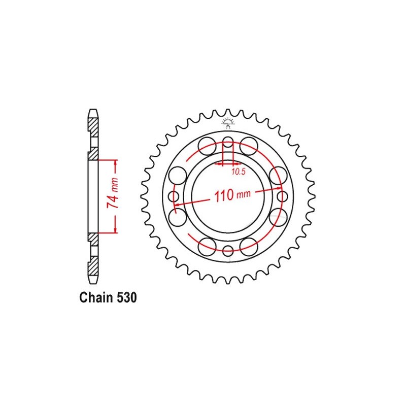 Service Moto Pieces|Transmission - Couronne - 33 dents - Chaine 530|Chaine 530|39,90 €