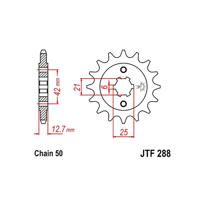 Service Moto Pieces|Transmission - Pignon sortie boite - 530 - JTF-288 - 15 Dents|Chaine 530|22,60 €