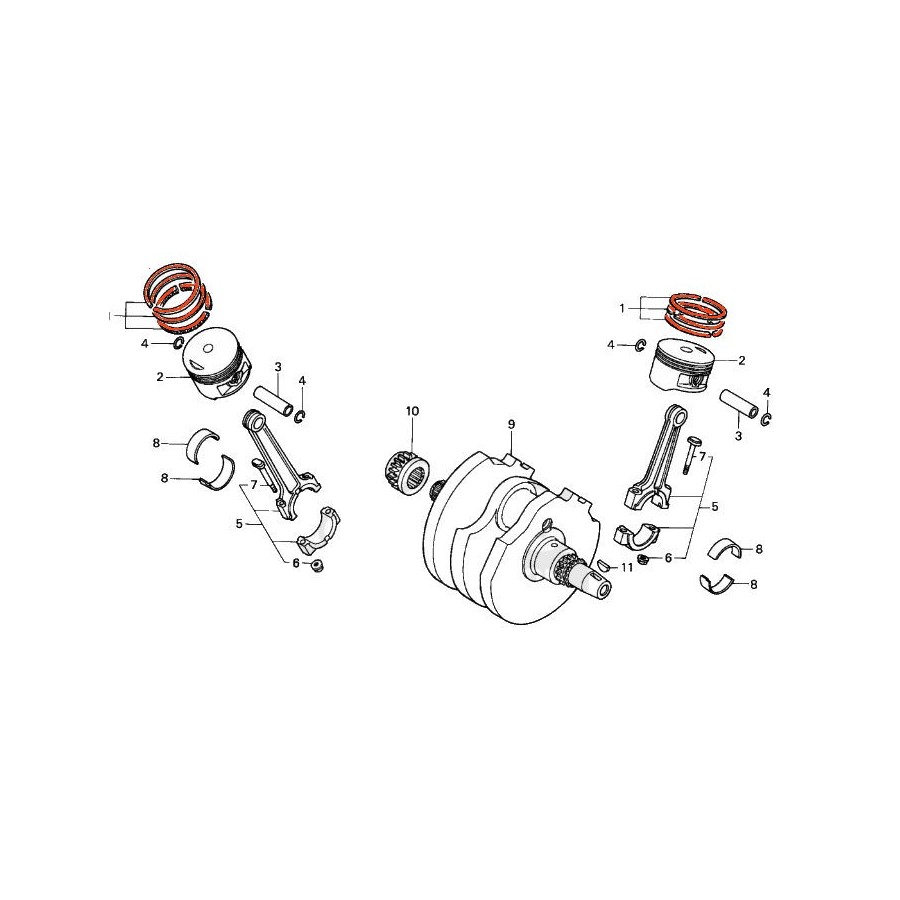 Moteur - Segment (+0.00) - 1 jeu - XL250/600 - VT600