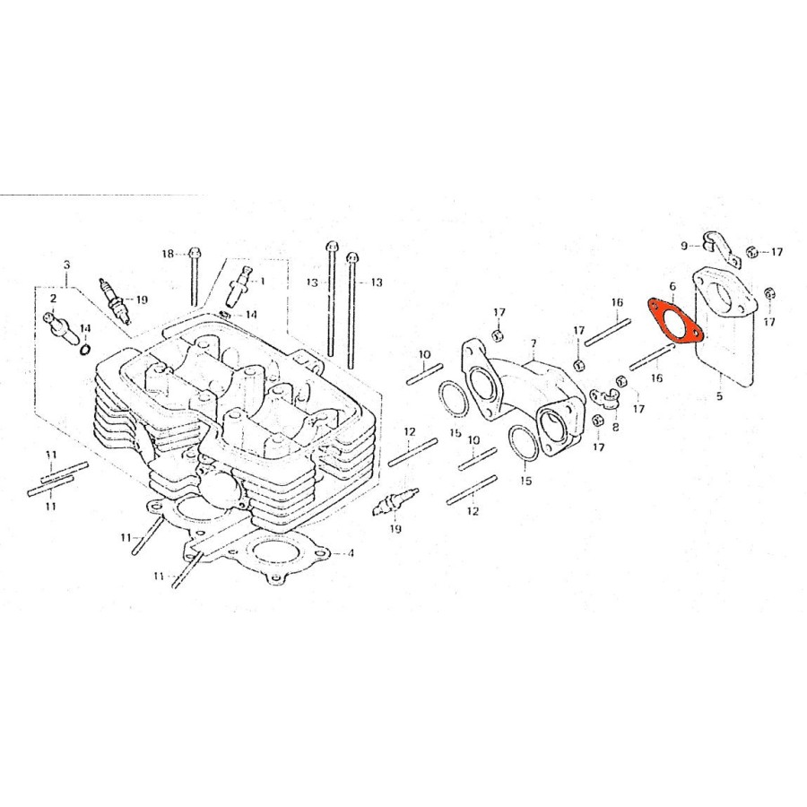 Moteur - Pipe admission - joint coté Entretoise - (x1) - CM125 C / T