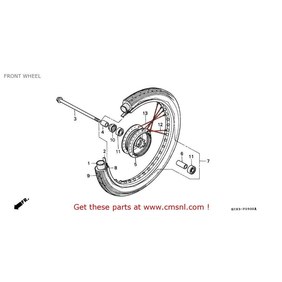 Roue - Avant - Rayon - "B" - 12x173mm - (x18)