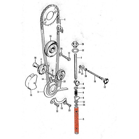 Service Moto Pieces|Distribution - Ressort - tendeur de chaine - CB125K|1973 - CB 125 K5|9,90 €