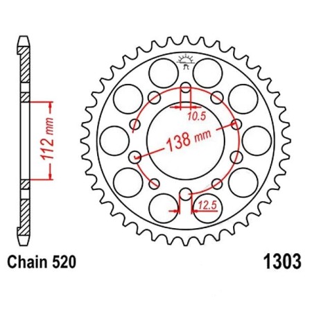 Transmission - Couronne Aluminium - JTR-1303 - 520/50 dents