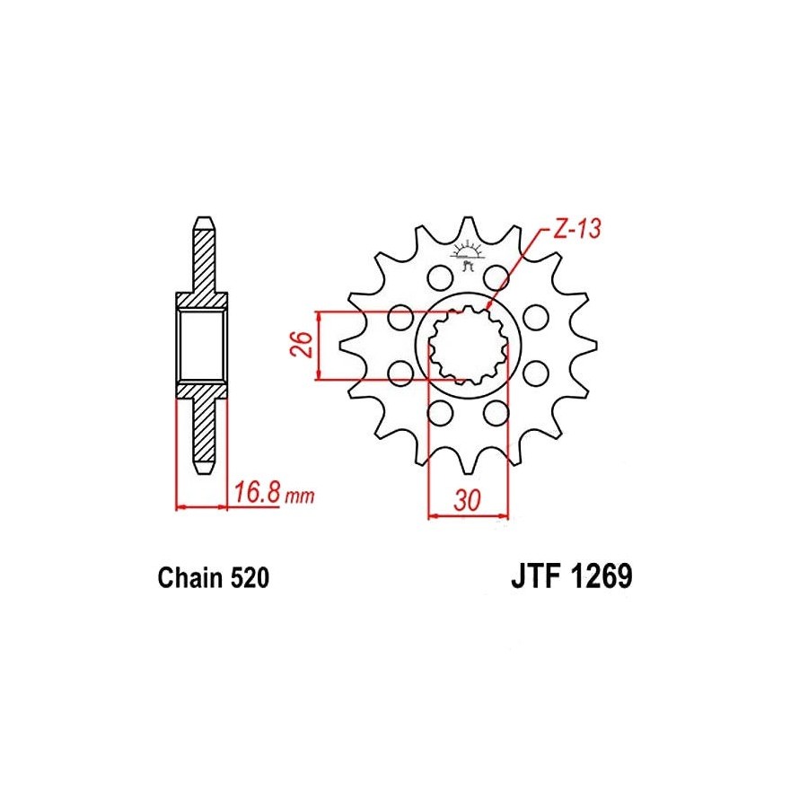 Service Moto Pieces|Transmission - Pignon sortie boite - 520 - JTF-283 - 15 Dents|Chaine 520|21,30 €