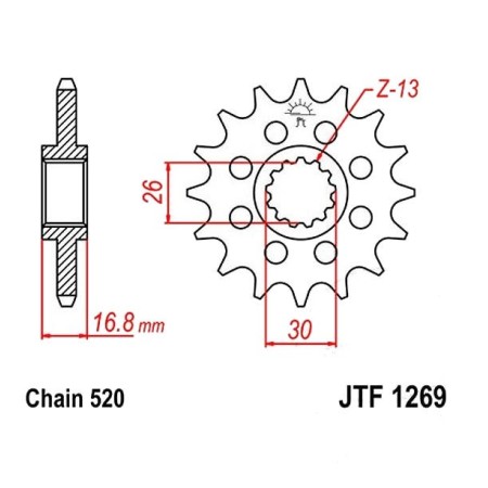 Transmission - Pignon - JTF-1269 - 520 - 16 Dents