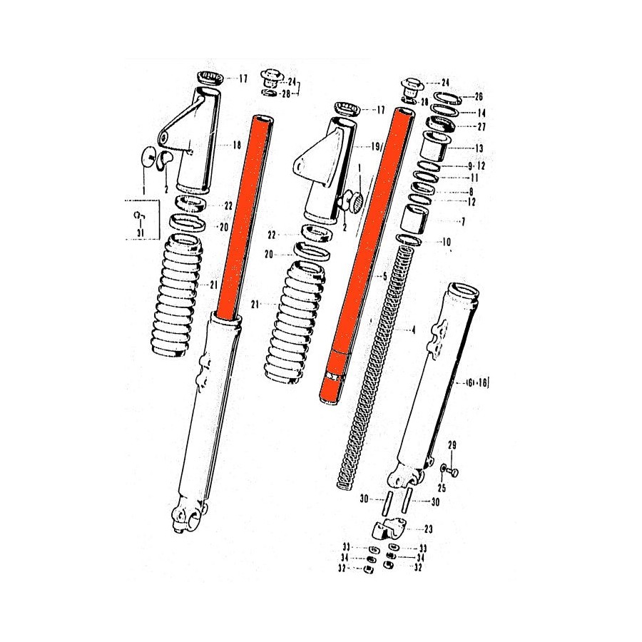 Fourche - Tube - (x2) - ø 35 - lg 583mm - CB750 K0-K1 