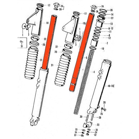 Fourche - Tube - (x2) - ø 35 - lg 583mm - CB750 K0-K1 