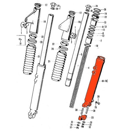 Fourche - fourreau - Gauche - CB750K1-K2