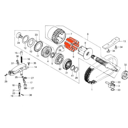 Service Moto Pieces|Arbre primaire - amortisseur de couple (x8) - CB750 - CB900 - CB1100|Transmission - boite a vitesse|67,68 €