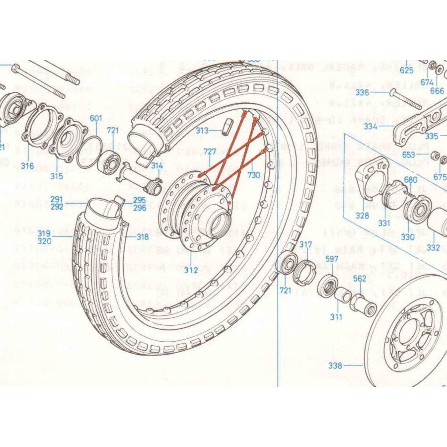 Roue Avant - jeu de rayonnage - (x36) - CB350-CB360-CB400....