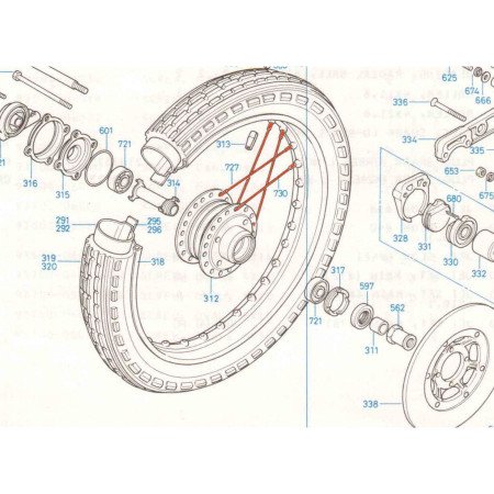 Roue Avant - jeu de rayonnage - (x36) - CB350-CB360-CB400....