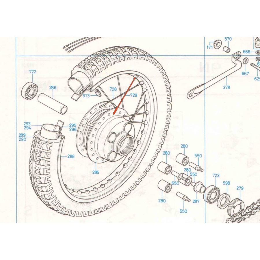 Service Moto Pieces|Roue arriere - Rayon - Gauche - (x1) -  CB750K0-K6|Roue - Arriere|6,20 €