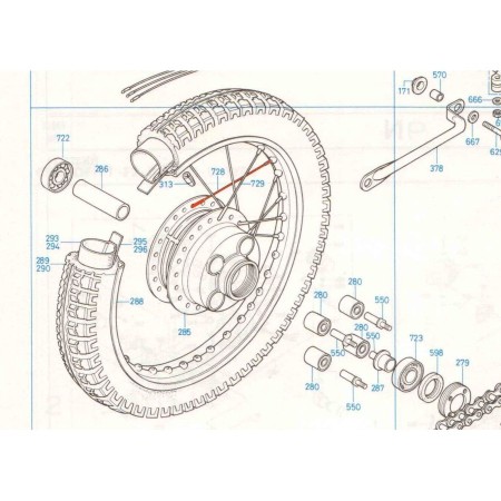 Roue Arriere - Rayon Droite - (x1) - CB350-CB360-CB400....