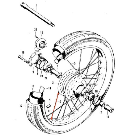 Service Moto Pieces|Roue Avant - 19" - Frein a disque - Rayon Gauche - (x1) - CB450-CB500-CB550-CB750|19"|4,20 €