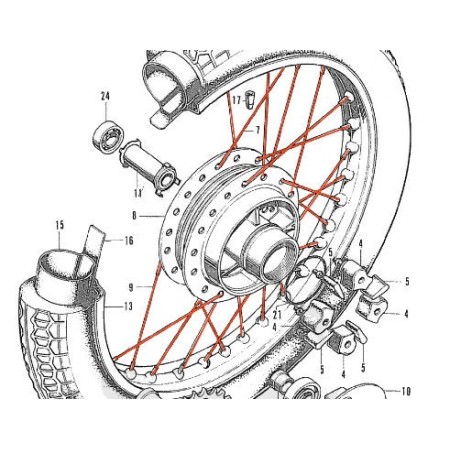 Roue Arriere - 18" - jeu de rayonnage - D+G - CB450-CB500...-CB550-CB750