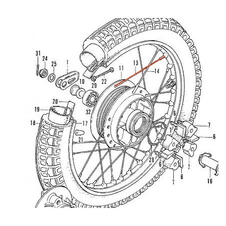 Roue Avant - 19" - Frein a disque - Rayon Droit - (x1) - CB450-CB500-CB550-CB750