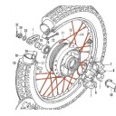 Roue arriere - Rayon - jeu de rayonnage - A et B  - CB450, CB500, CB550, CB750