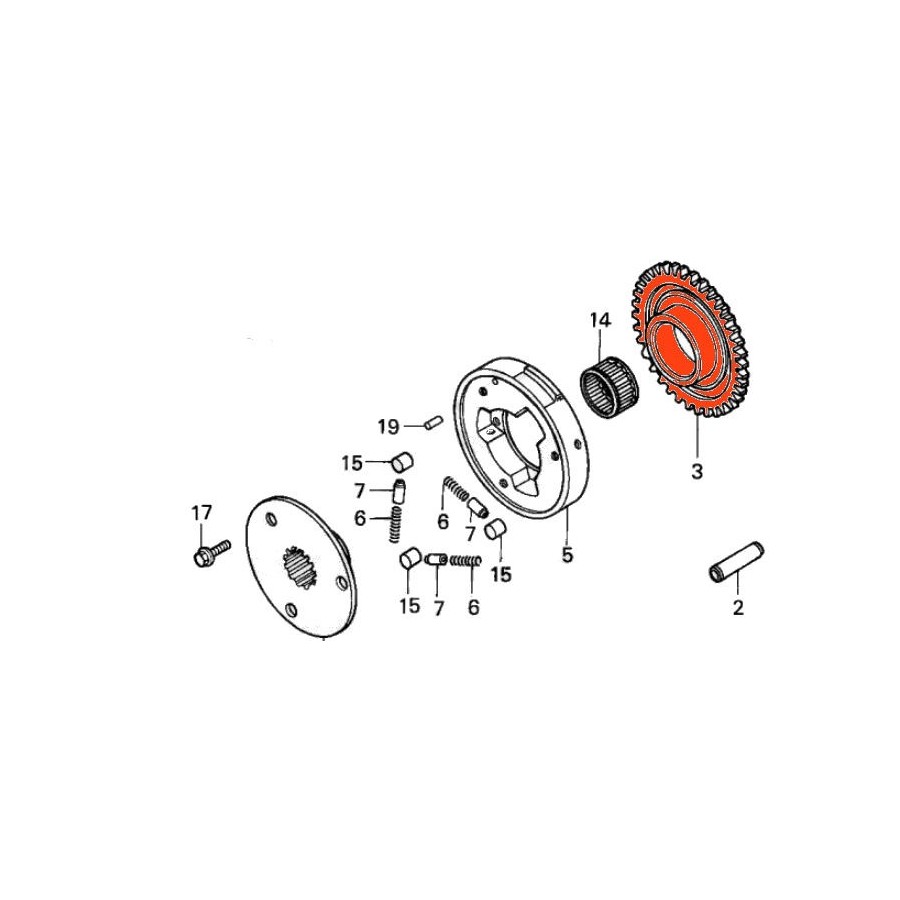 Service Moto Pieces|Demarreur - Roue libre - kit de refection - Galet/ressort/Piston - CB250K - CB450K - CB500T|roue libre|44,50 €