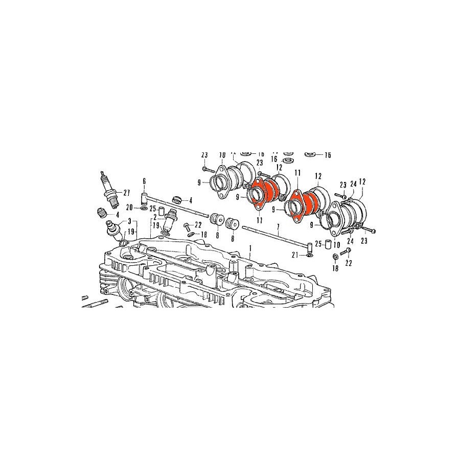 Pipe d'admission N°2 ou N°3 + Joint (x1) - CB350F / CB400F