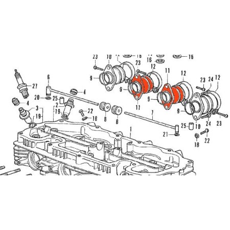 Pipe d'admission N°2 ou N°3 + Joint (x1) - CB350F / CB400F
