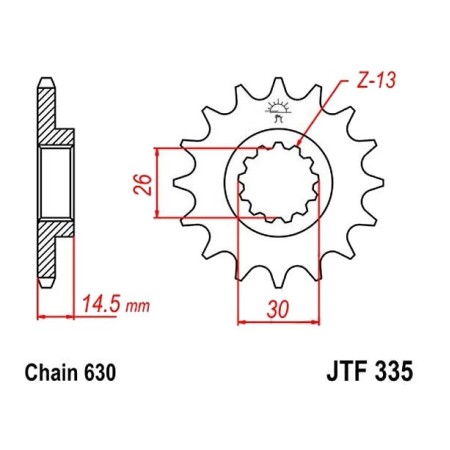 Transmission -  Pignon sortie boite - JTF 335 - 630/15 dents - CBX1000