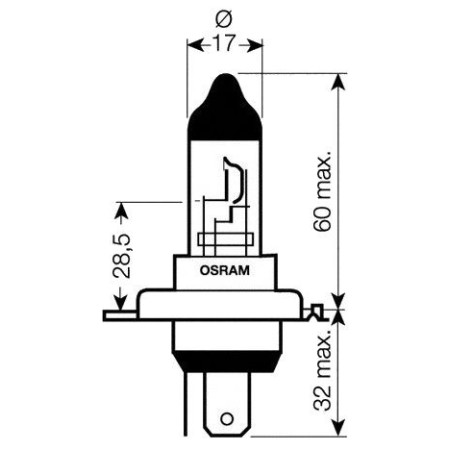 Service Moto Pieces|Ampoule - P43T - H4 - 12v - 60/55w|Ampoule 12 Volt|5,30 €