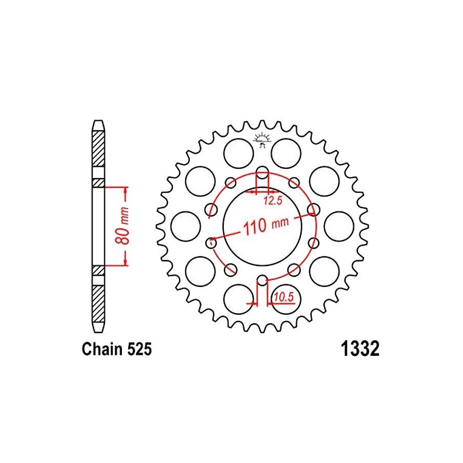 Service Moto Pieces|Transmission - Couronne - 525 - JTR-1332 - 36 Dents|Chaine 525|38,90 €