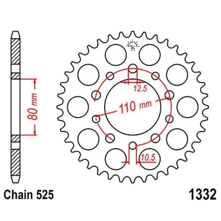 Service Moto Pieces|Transmission - Couronne - 525 - JTR-1332 - 36 Dents|Chaine 525|38,90 €