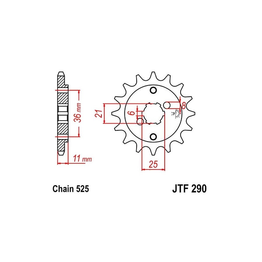 Service Moto Pieces|Transmission - Pignon - 525 - JTF-520 - 15 Dents|Chaine 525|13,90 €