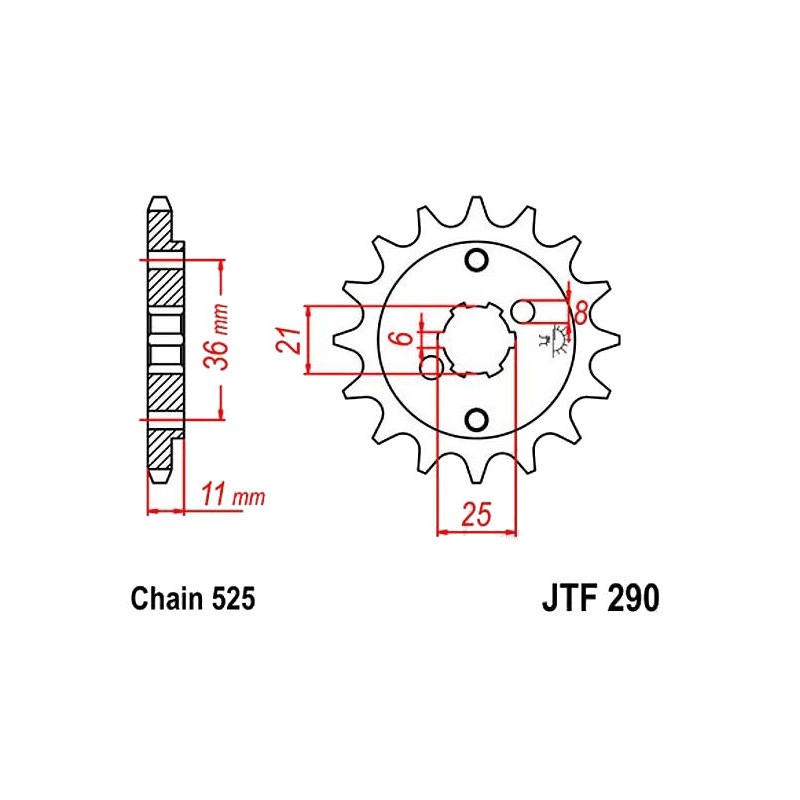 Transmission - Pignon - 525 - JTF-290 - 15 Dents