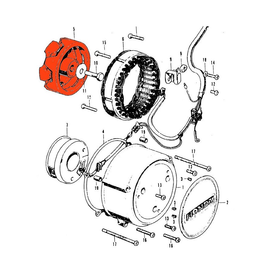 Alternateur - Rotor - CB500K - CB550K Alternateur - Rotor - CB500K - CB550K