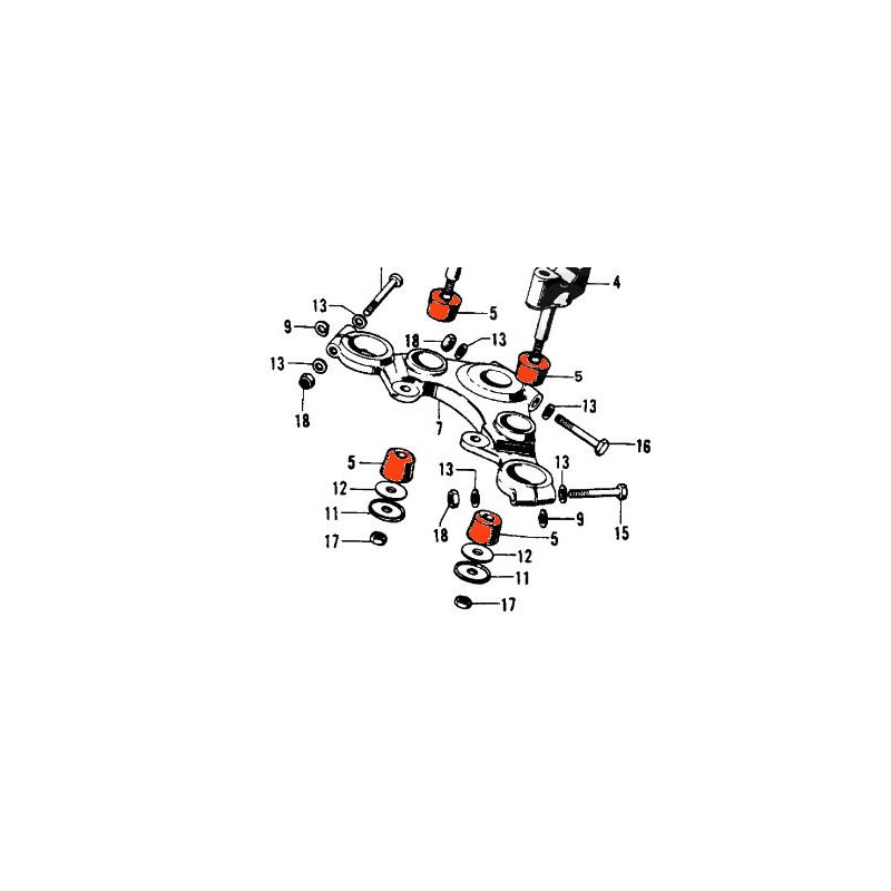 Guidon - silent-bloc - amortisseur de pontet - (x1) - CB450K