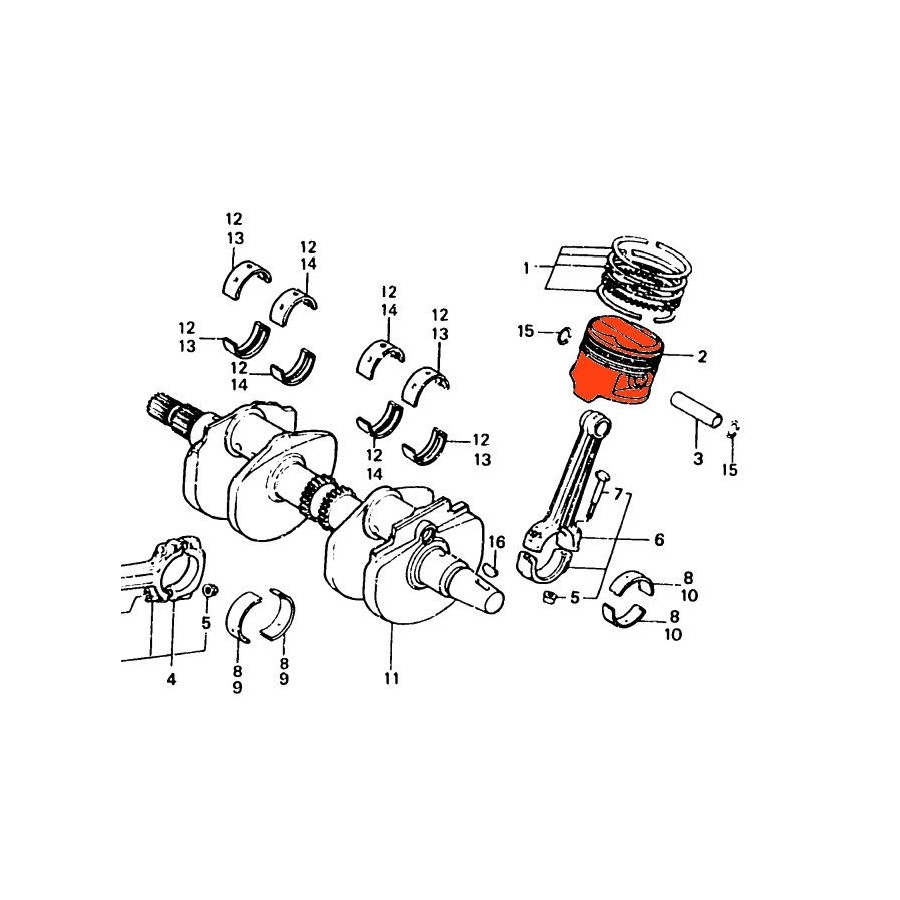 Service Moto Pieces|Moteur - bielle - Arriere - 1/2 coussinet - A - Vert|Bloc Moteur - Vilebrequin |12,00 €