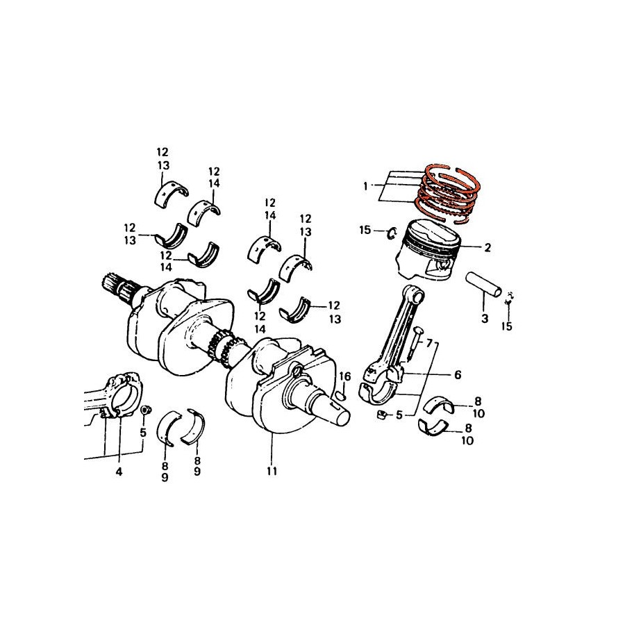 Service Moto Pieces|Moteur - bielle - Arriere - 1/2 coussinet - A - Vert|Bloc Moteur - Vilebrequin |12,00 €