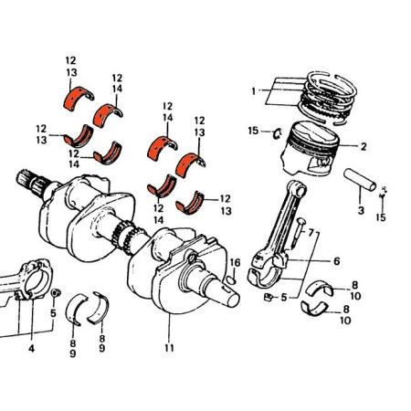 Moteur - Vilebrequin - 1/2 coussinet - A - Brun