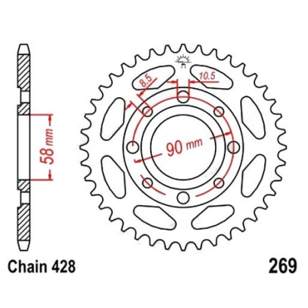 Service Moto Pieces|Transmission - Kit chaine - DID-HD-428-120-15-43 - (Noir/Or) - CM125C|Kit chaine|71,00 €