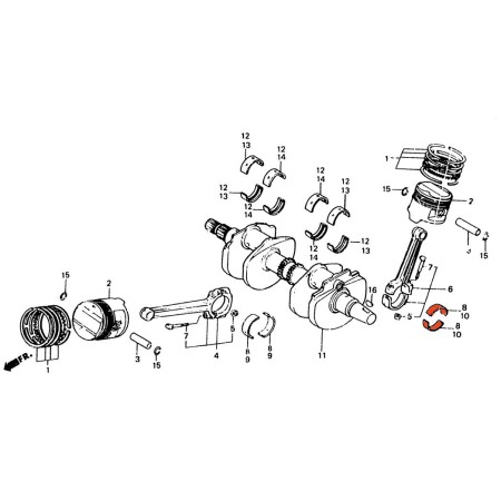 Moteur - bielle - Arriere - 1/2 coussinet - B - Jaune