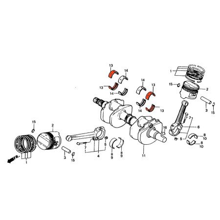 Moteur - Vilebrequin - Exterieur - 1/2 coussinet - B - Jaune - VF1000 F, R