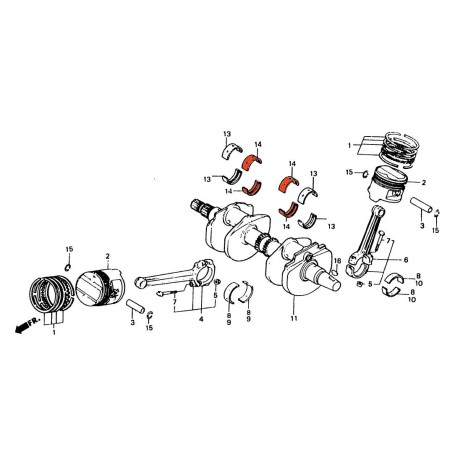 Moteur - Vilebrequin - Interieur - 1/2 coussinet - A - Bleu