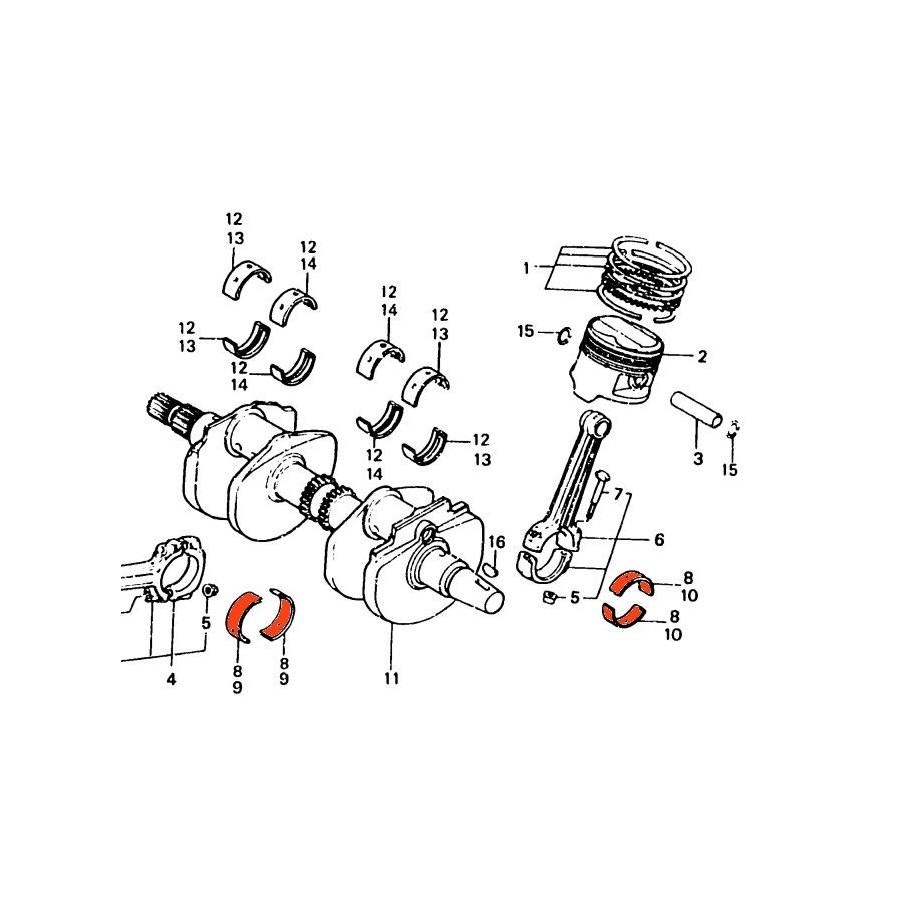 Service Moto Pieces|Moteur - 1/2 Coussinet - bielle - C - BRUN - GL1000|Bloc Moteur - Vilebrequin |21,67 €