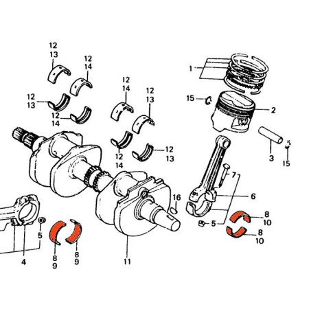 Moteur - bielle - 1/2 coussinet - B - Vert - N'est plus disponible