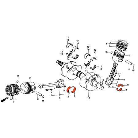 Moteur - bielle - 1/2 coussinet - B - Vert - VF1000F