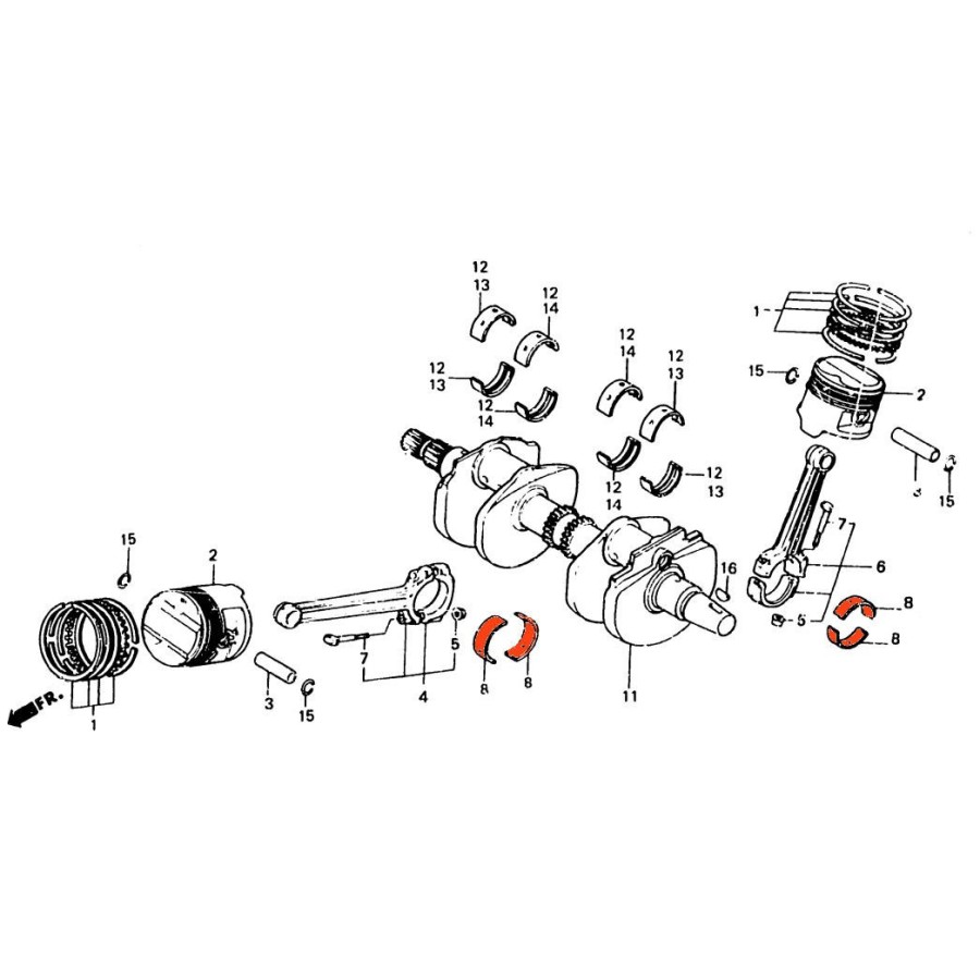 Service Moto Pieces|Moteur : Kit bloc cylindre / Piston - ø 44mm - CB125 T - CM125C - CM125T - CA125 Rebel - CB125Td|Bloc Moteur - Vilebrequin |174,00 €