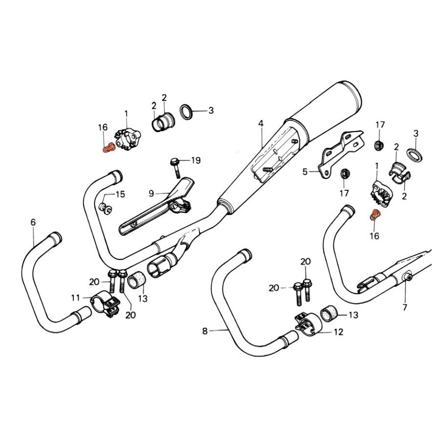 Service Moto Pieces|Echappement - Vis fixation - M6 x60 mm - (x1)|Vis de collecteur|2,11 €